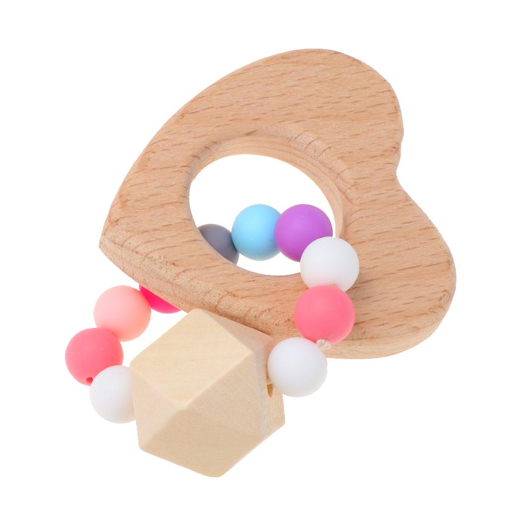 Wooden Teether Nature Baby Teething Toy Organic Wood Gift Heart