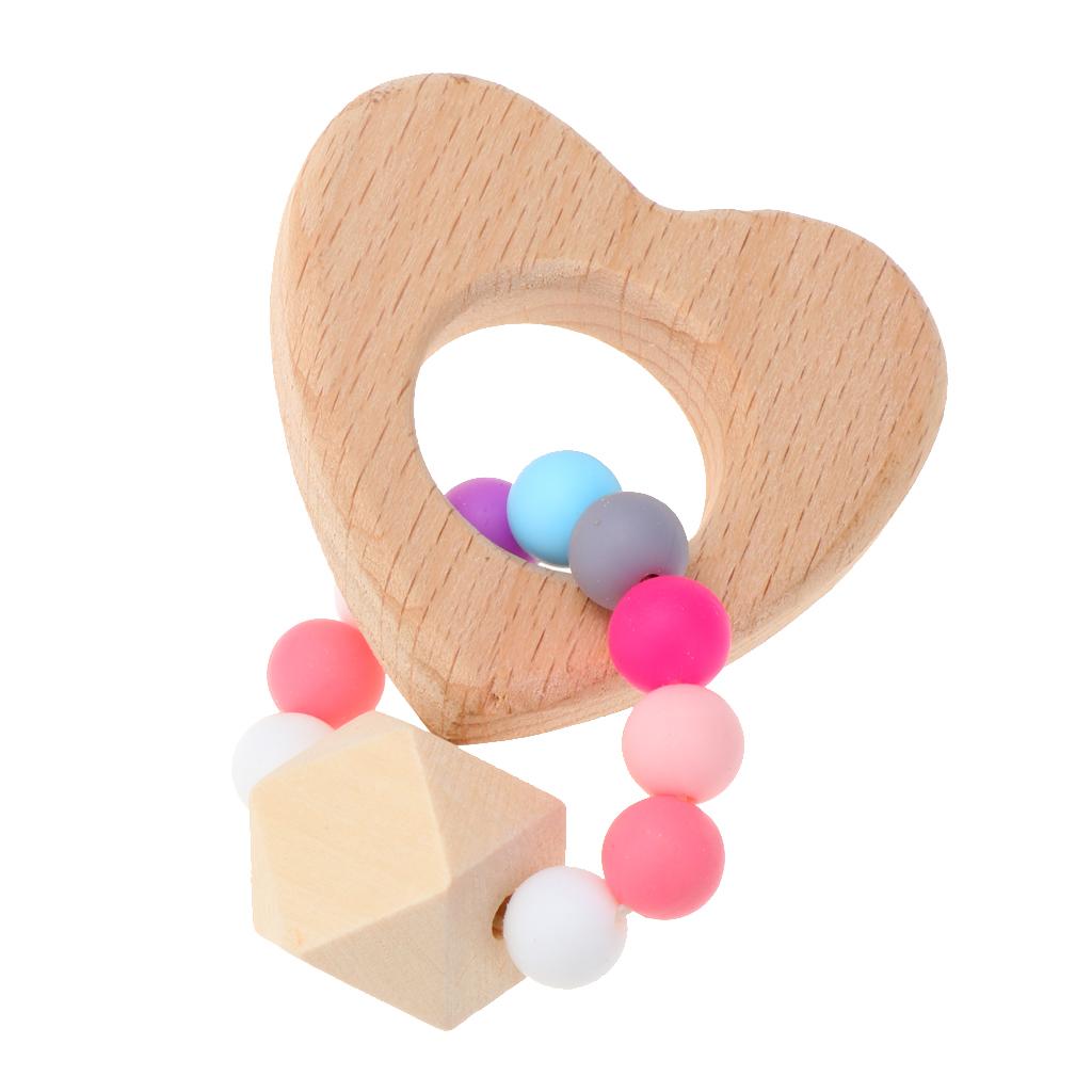 Wooden Teether Nature Baby Teething Toy Organic Wood Gift Heart