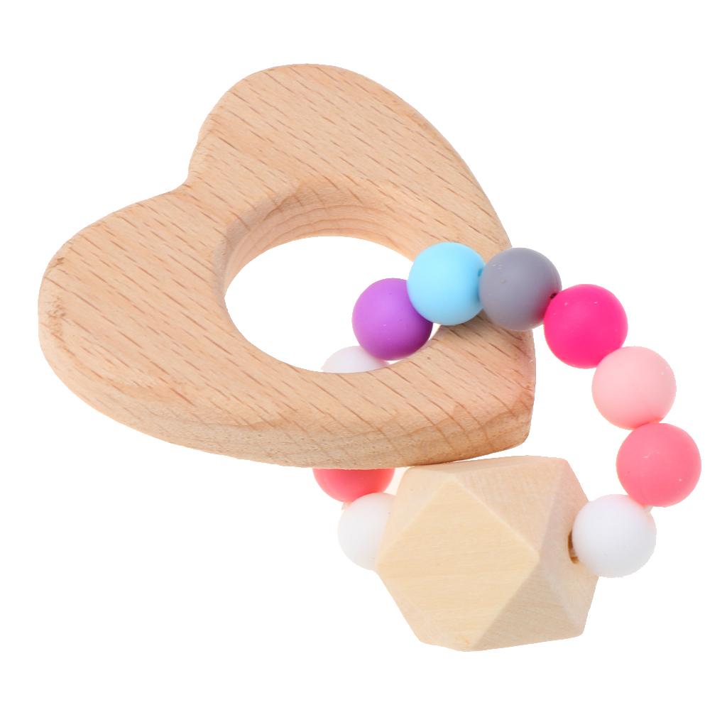 Wooden Teether Nature Baby Teething Toy Organic Wood Gift Heart