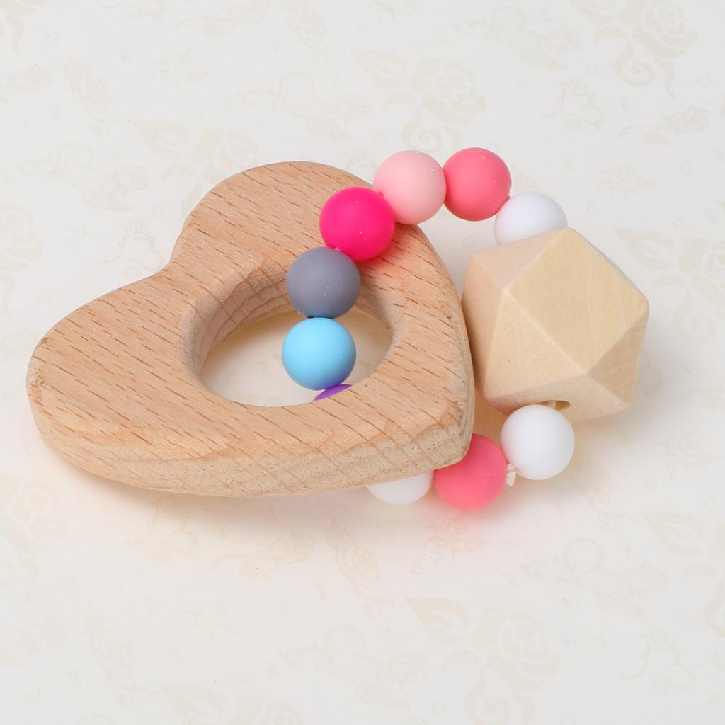 Wooden Teether Nature Baby Teething Toy Organic Wood Gift Heart