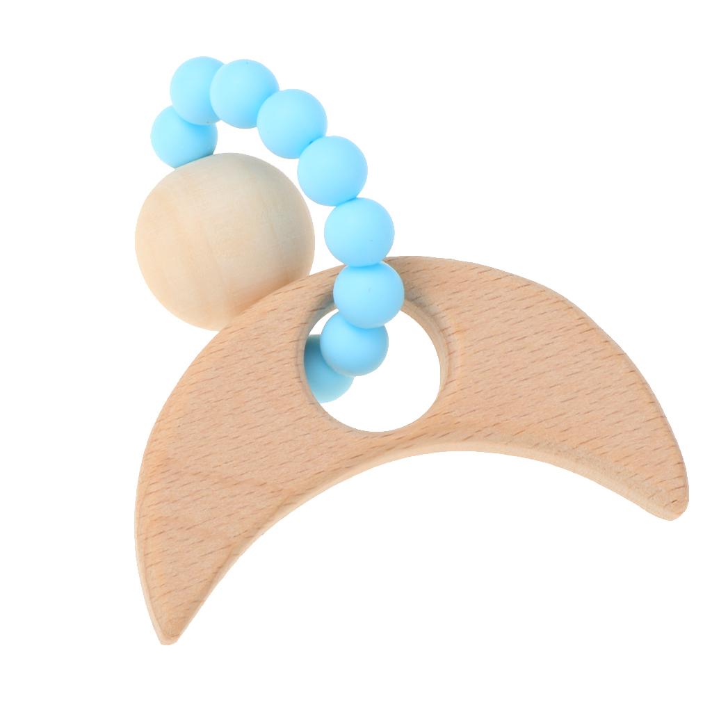 Wooden Teether Nature Baby Teething Toy Organic Wood Gift Moon