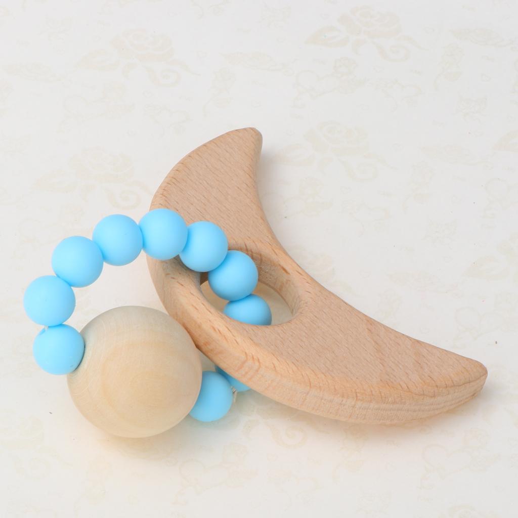 Wooden Teether Nature Baby Teething Toy Organic Wood Gift Moon