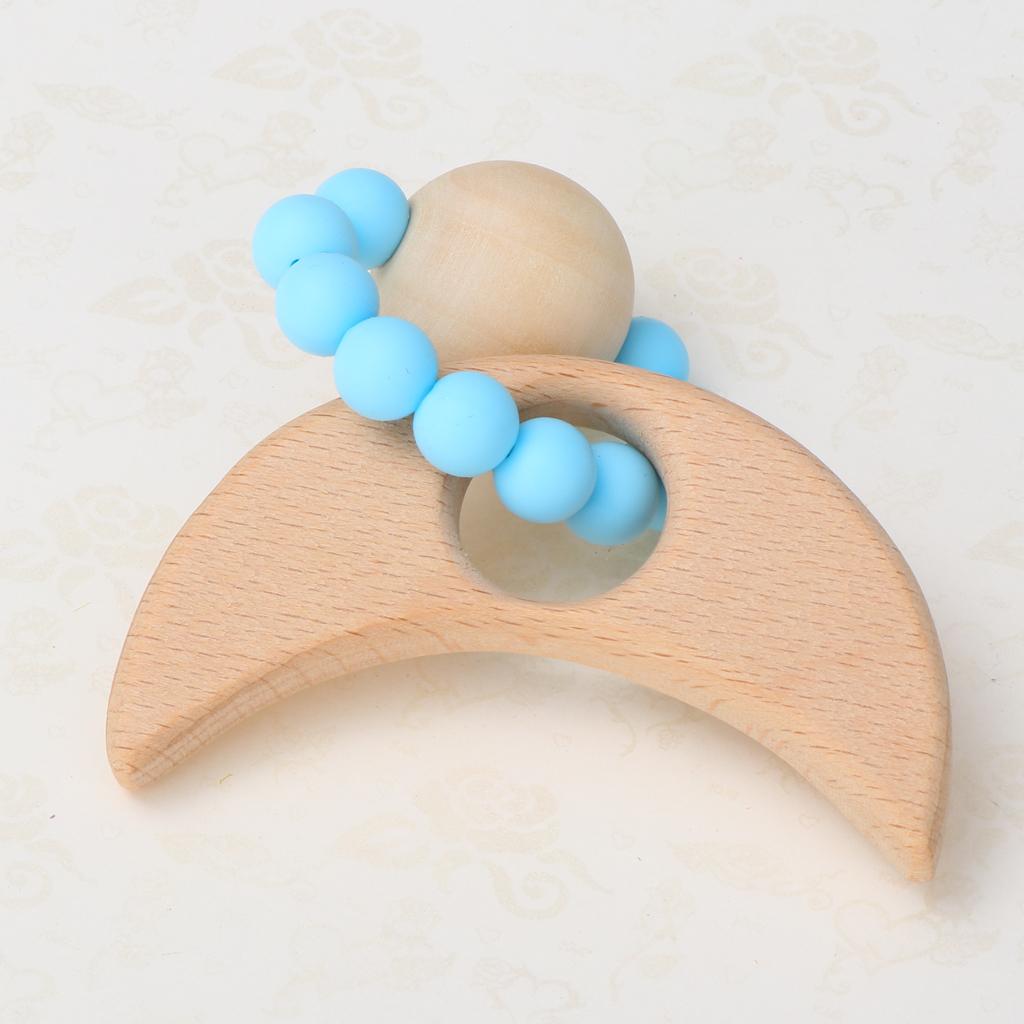 Wooden Teether Nature Baby Teething Toy Organic Wood Gift Moon