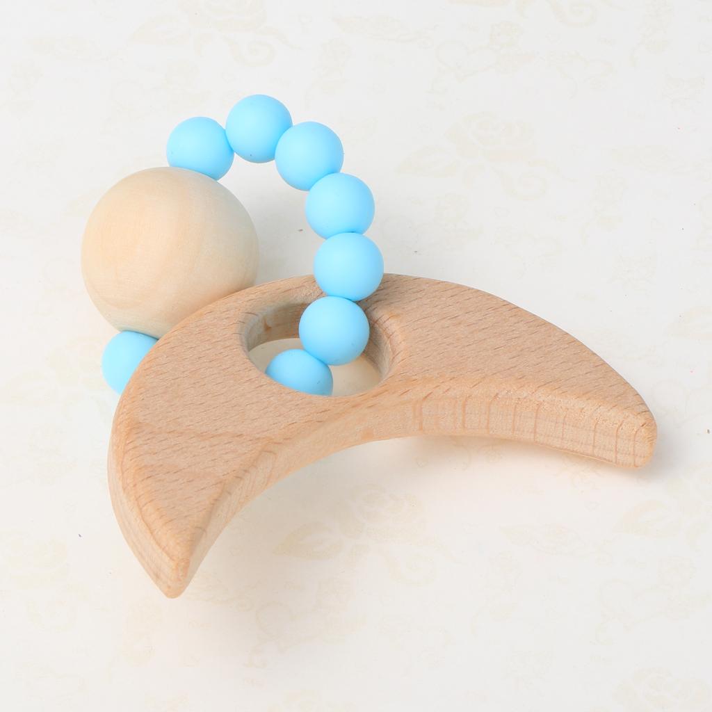 Wooden Teether Nature Baby Teething Toy Organic Wood Gift Moon