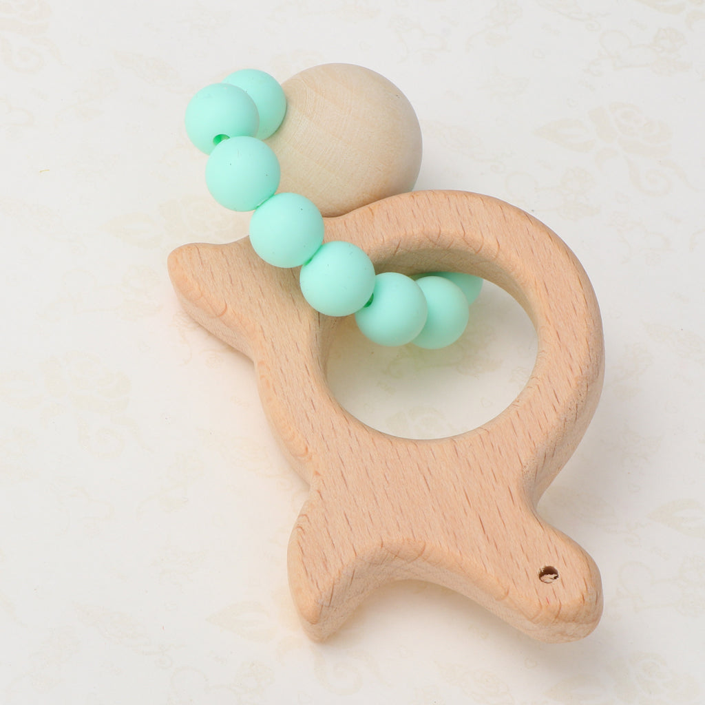 Wooden Teether Nature Baby Teething Toy Organic Wood Gift Turtle