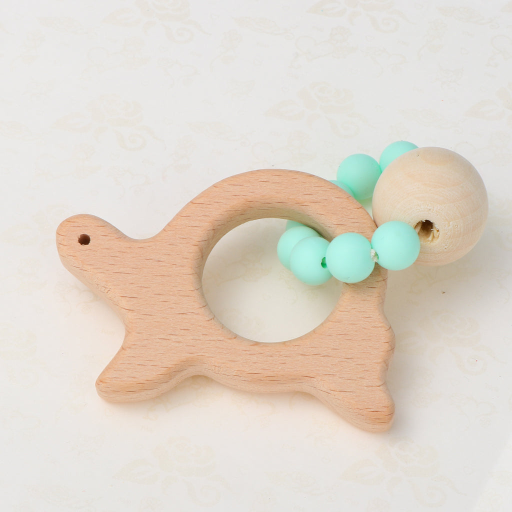 Wooden Teether Nature Baby Teething Toy Organic Wood Gift Turtle