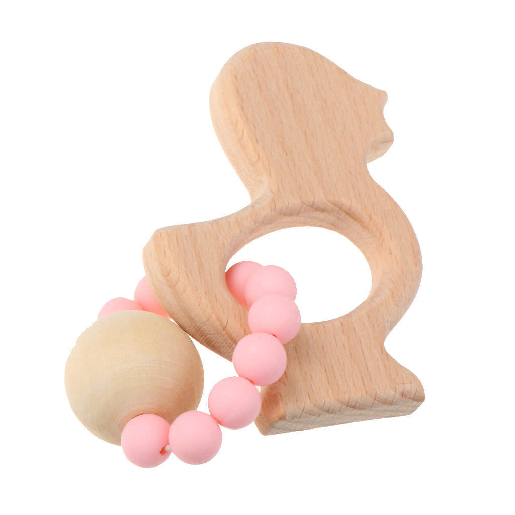 Wooden Teether Nature Baby Teething Toy Organic Wood Gift Chicken