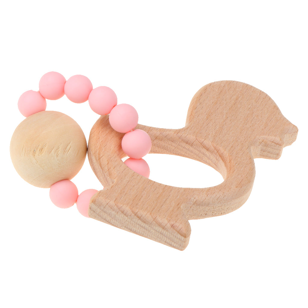 Wooden Teether Nature Baby Teething Toy Organic Wood Gift Chicken