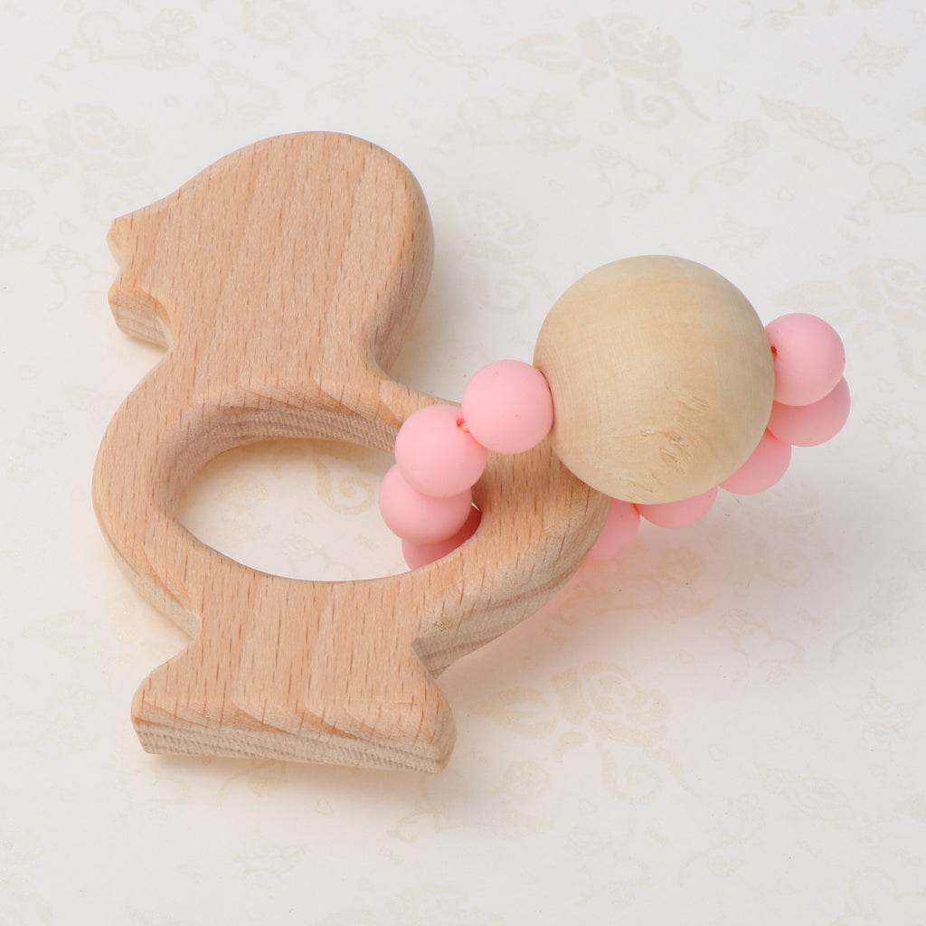 Wooden Teether Nature Baby Teething Toy Organic Wood Gift Chicken