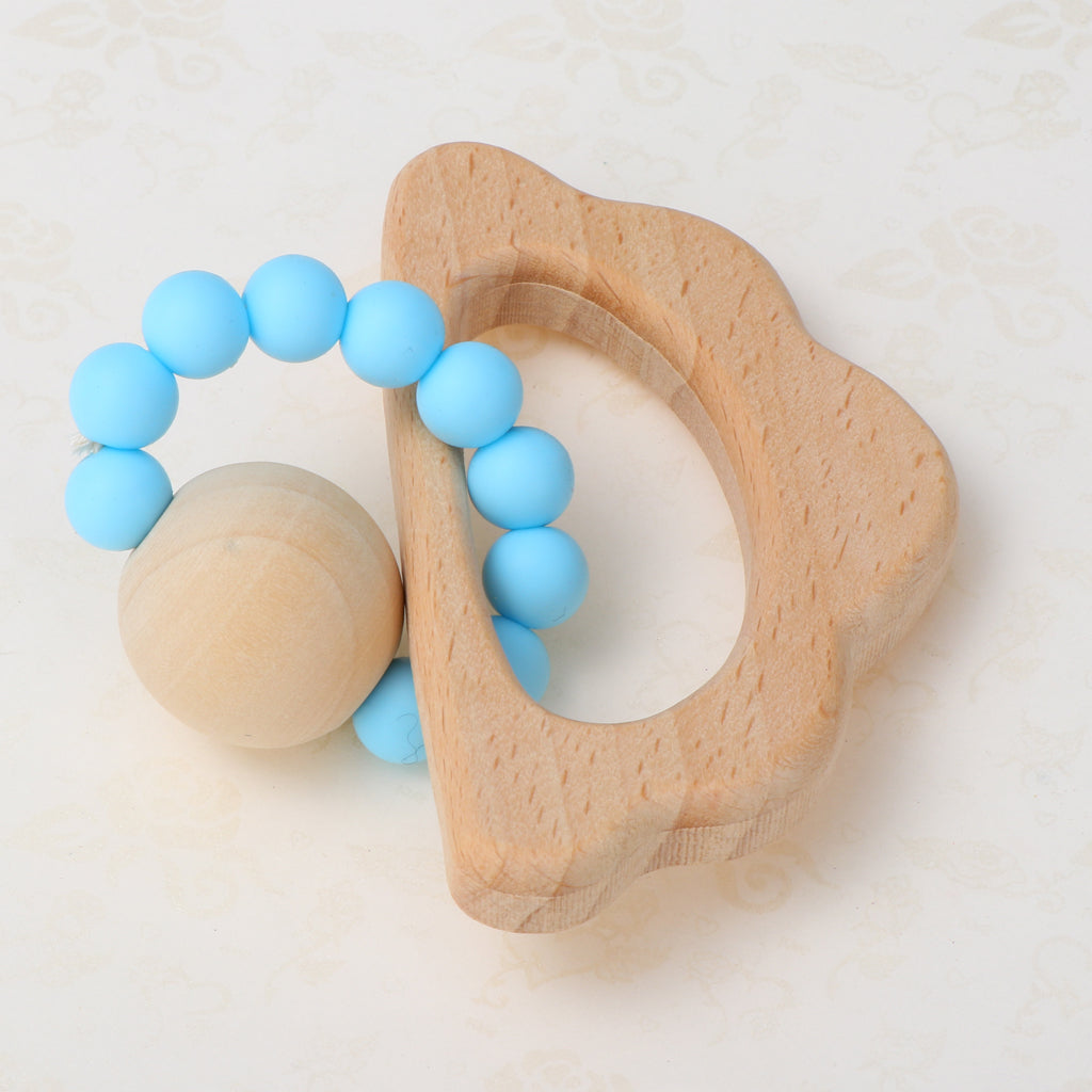 Wooden Teether Nature Baby Teething Toy Organic Wood Gift Cloud