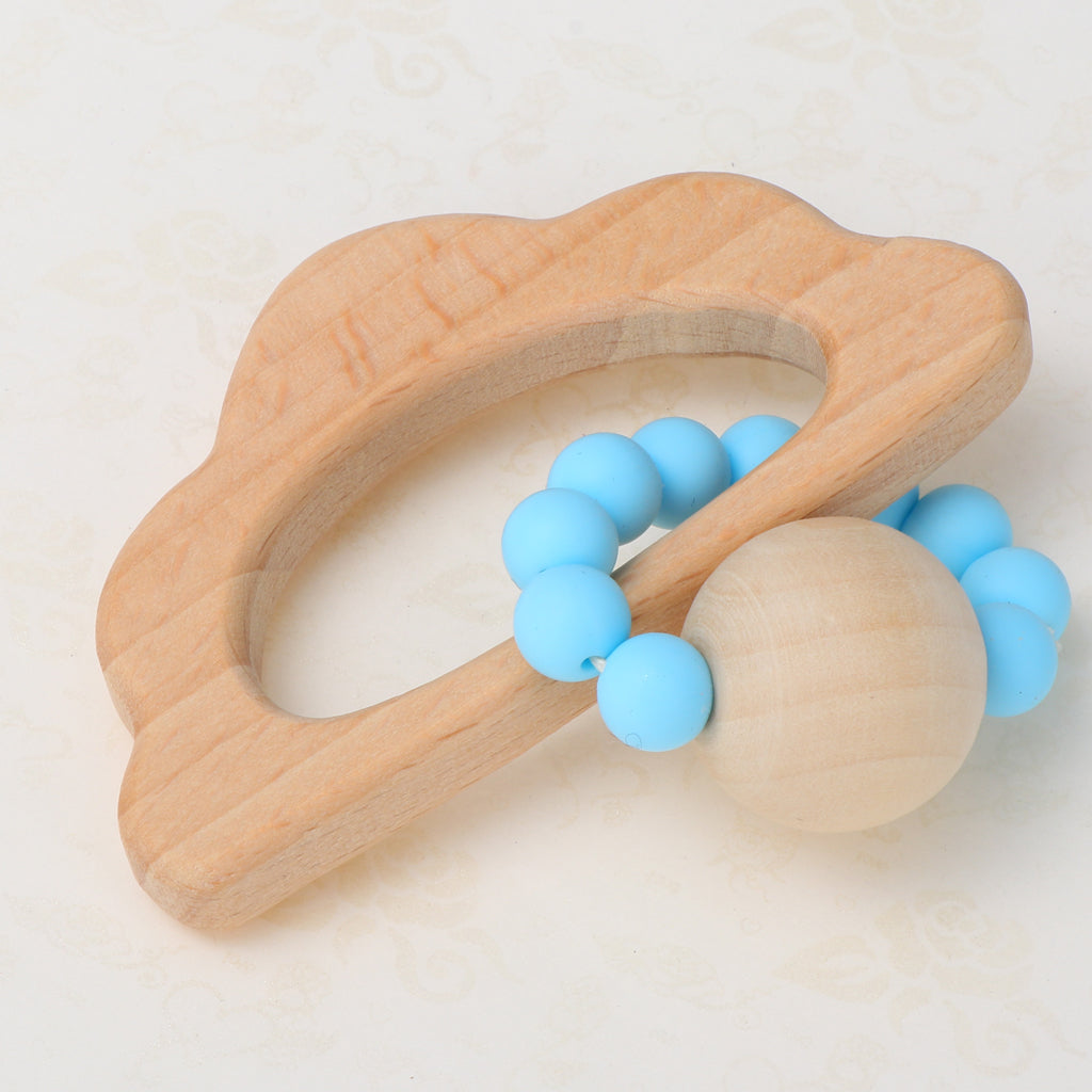 Wooden Teether Nature Baby Teething Toy Organic Wood Gift Cloud