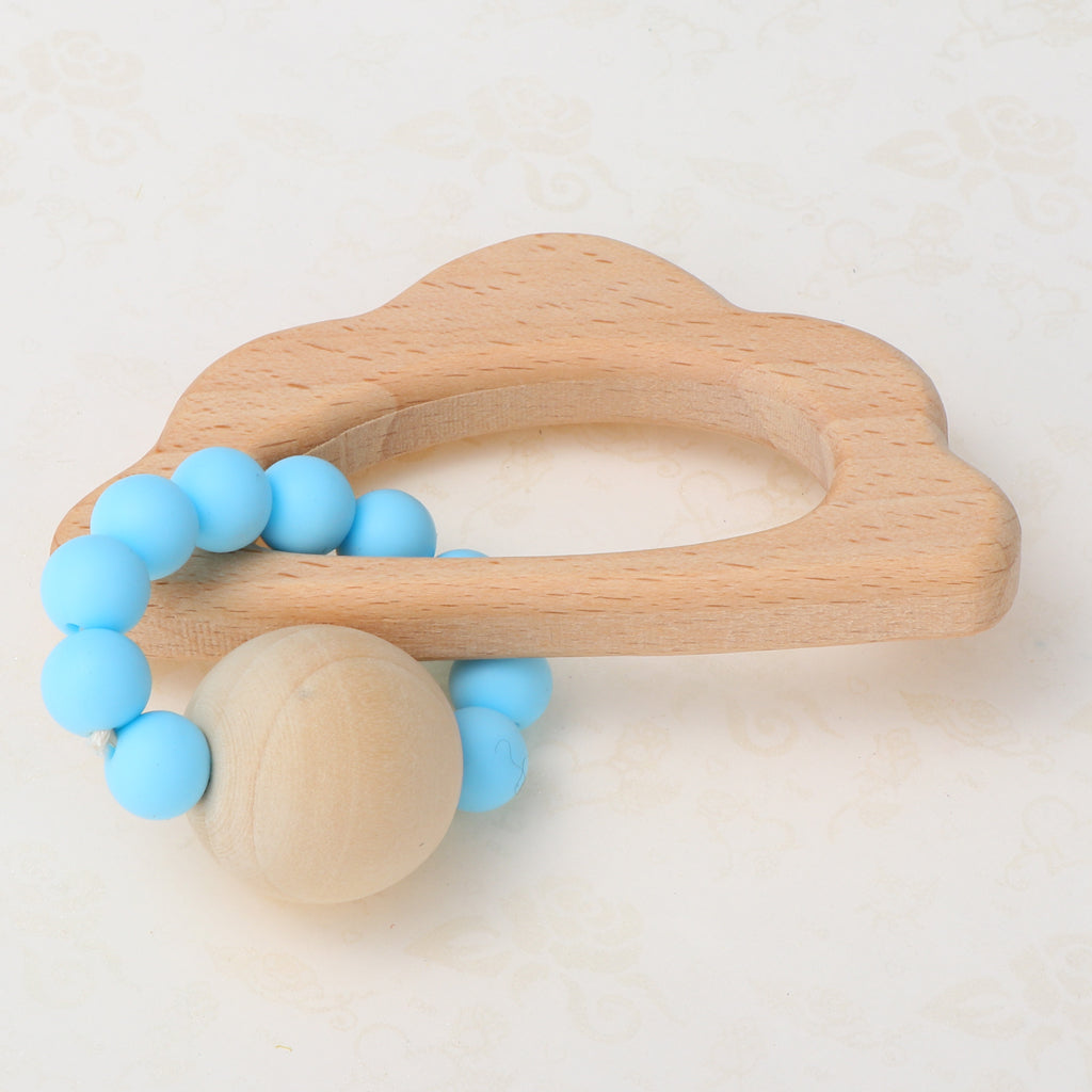 Wooden Teether Nature Baby Teething Toy Organic Wood Gift Cloud