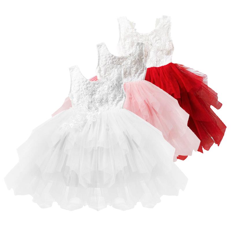 Baby Girls Lace Princess Wedding Pageant Party Birthday Tutu Dress 12-18M White