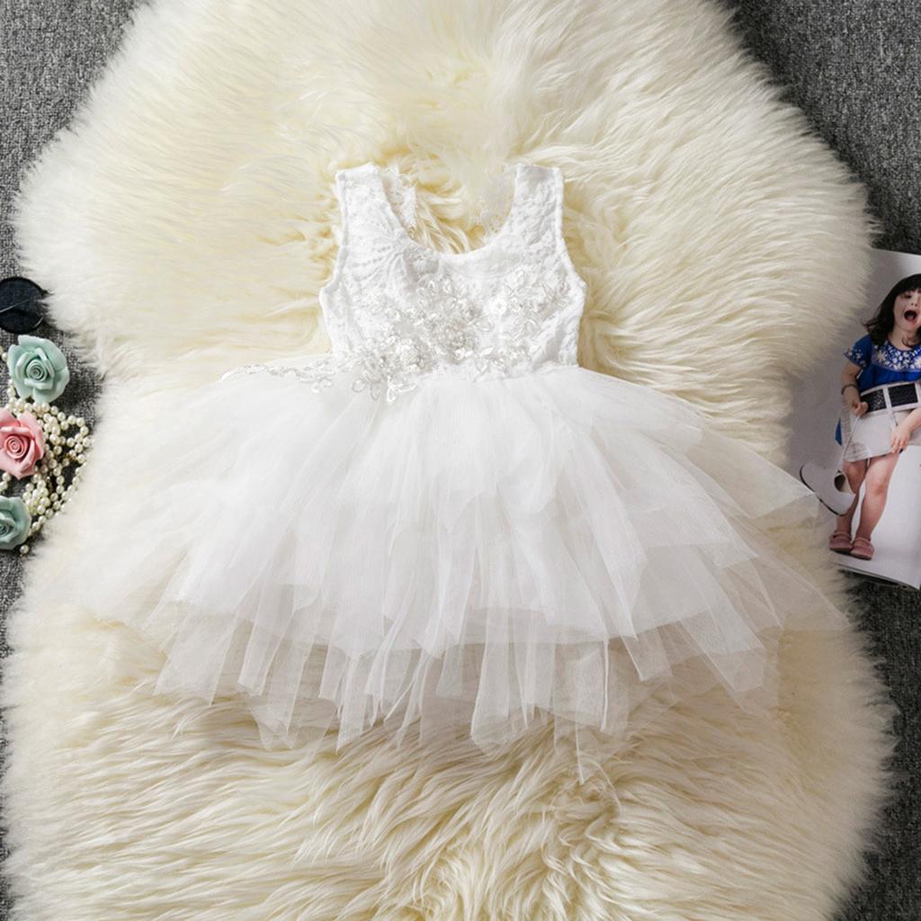 Baby Girls Lace Princess Wedding Pageant Party Birthday Tutu Dress 12-18M White