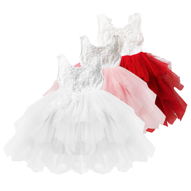 Baby Girls Lace Princess Wedding Pageant Party Birthday Tutu Dress 1T White