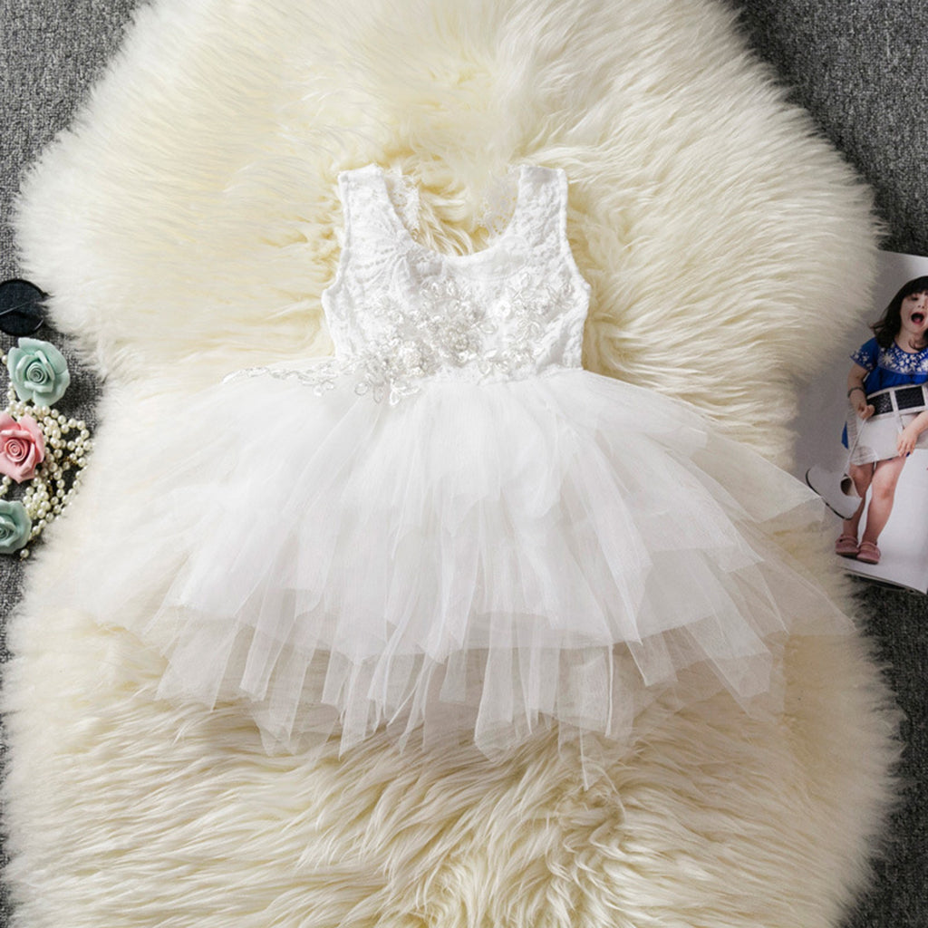 Baby Girls Lace Princess Wedding Pageant Party Birthday Tutu Dress 1T White