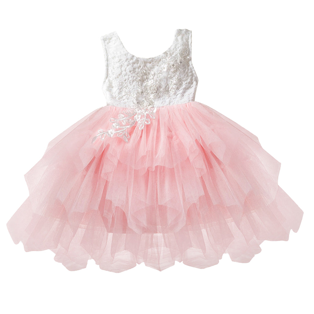 Baby Girls Lace Princess Wedding Pageant Party Birthday Tutu Dress 12-18M Pink