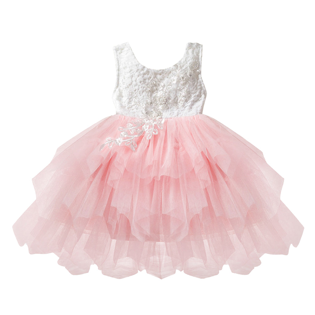 Baby Girls Lace Princess Wedding Pageant Party Birthday Tutu Dress 12-18M Pink