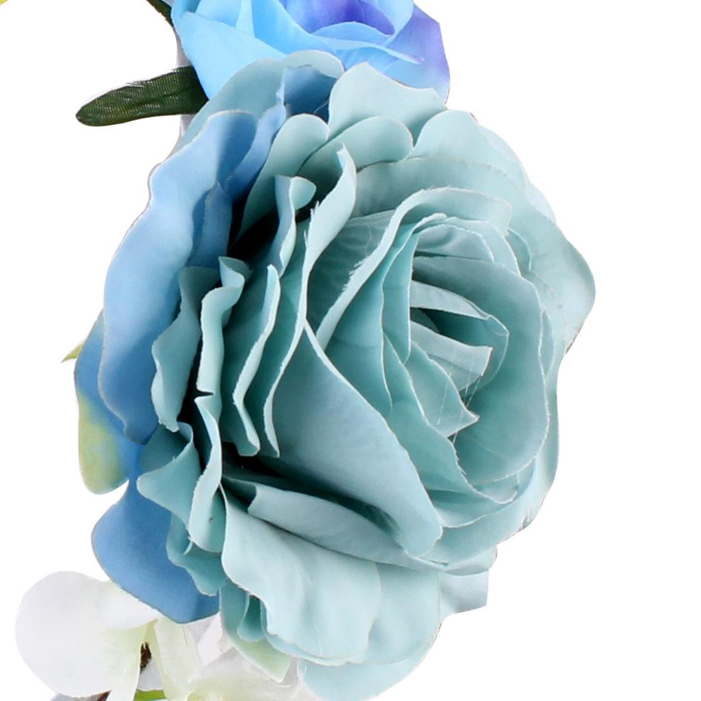 Boho Women Beach Flower Wedding Garland Headband Blue (for Kids)