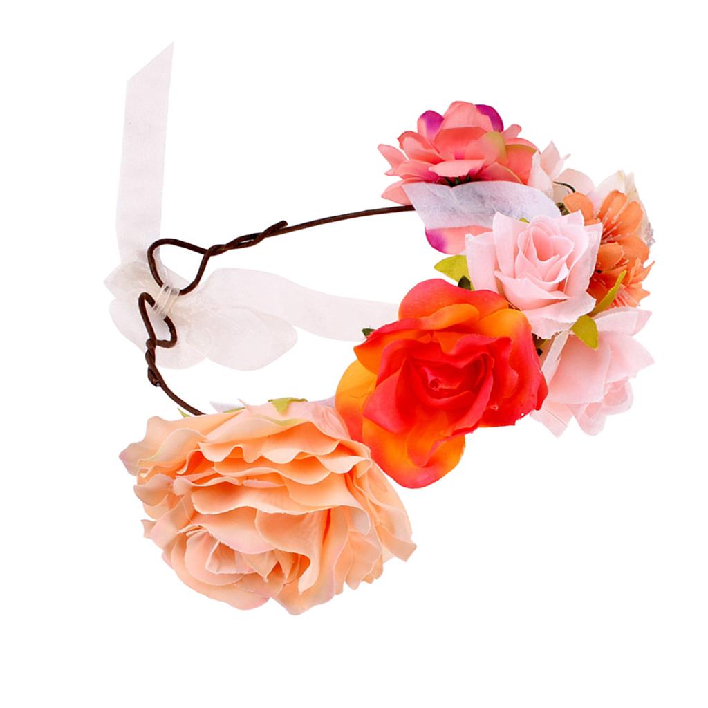 Boho Women Beach Flower Wedding Garland Headband Khaki (for Kids)