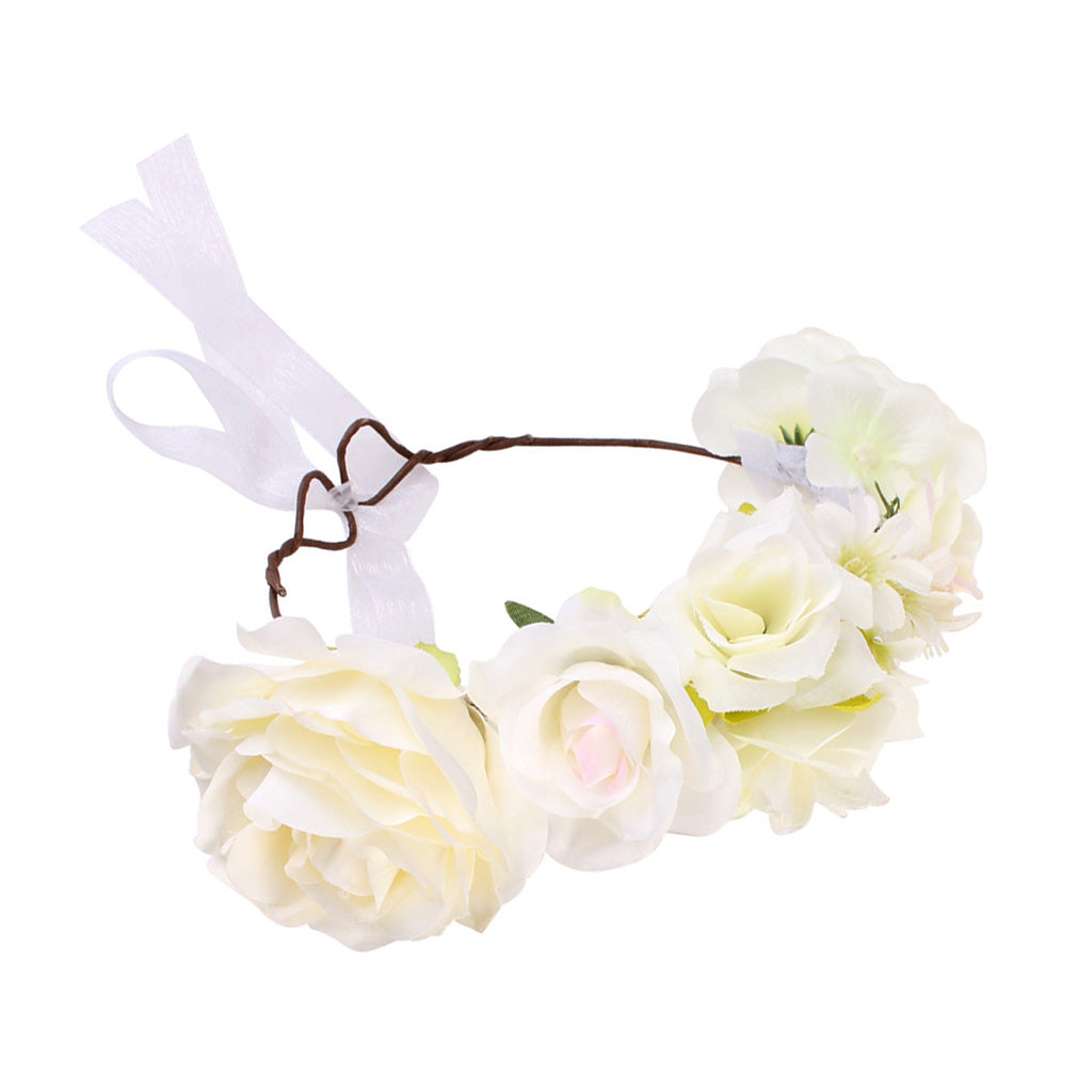 Boho Women Beach Flower Wedding Garland Headband White (for Kids)