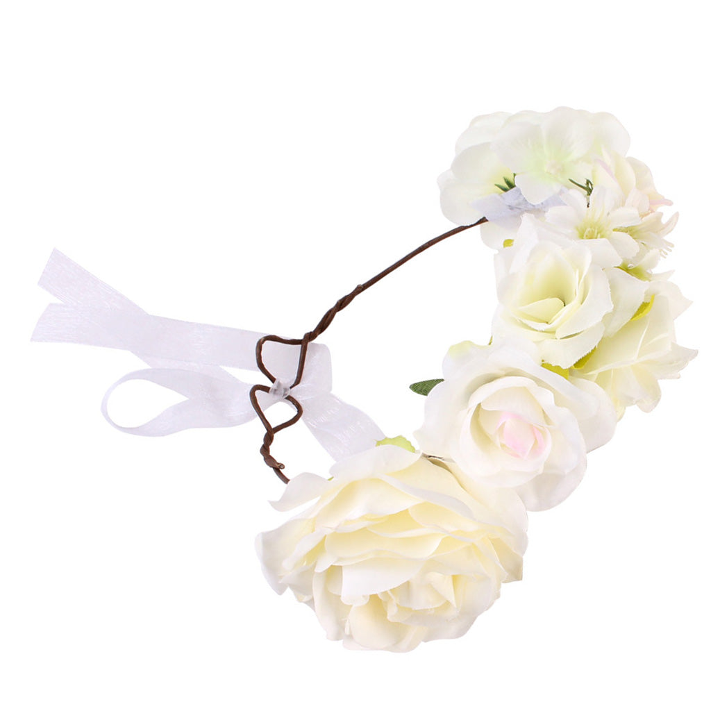 Boho Women Beach Flower Wedding Garland Headband White (for Kids)