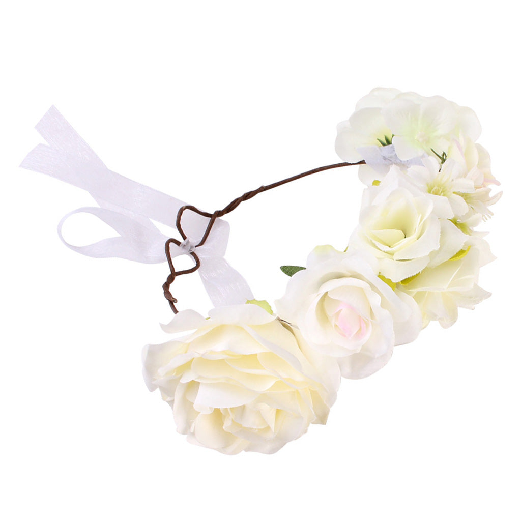 Boho Women Beach Flower Wedding Garland Headband White (for Kids)