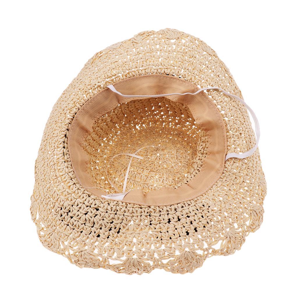 Parent-child Floppy Summer Sun Beach Straw Hat Foldable Wide Brim Child Beige