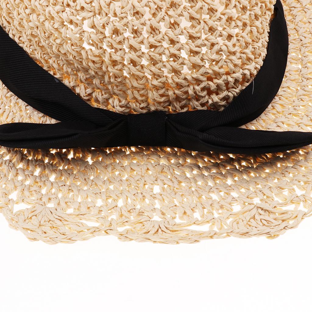 Parent-child Floppy Summer Sun Beach Straw Hat Foldable Wide Brim Child Beige