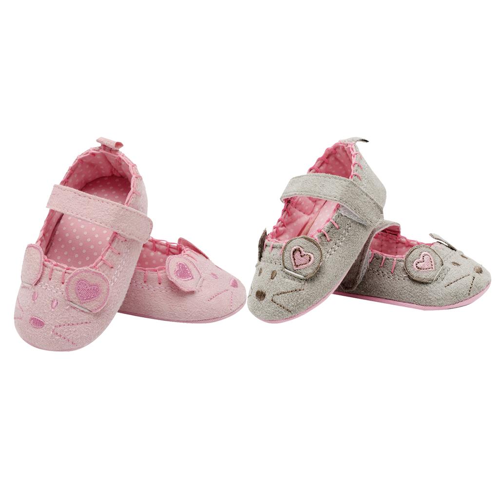 Newborn Girl Shoes Child Anti-slip Crib Hook & Loop Prewalkers 0-6Months Pink