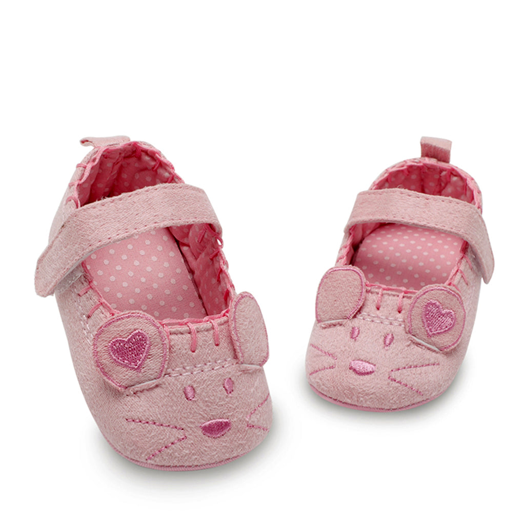 Newborn Girl Shoes Child Anti-slip Crib Hook & Loop Prewalkers 6-9Months Pink