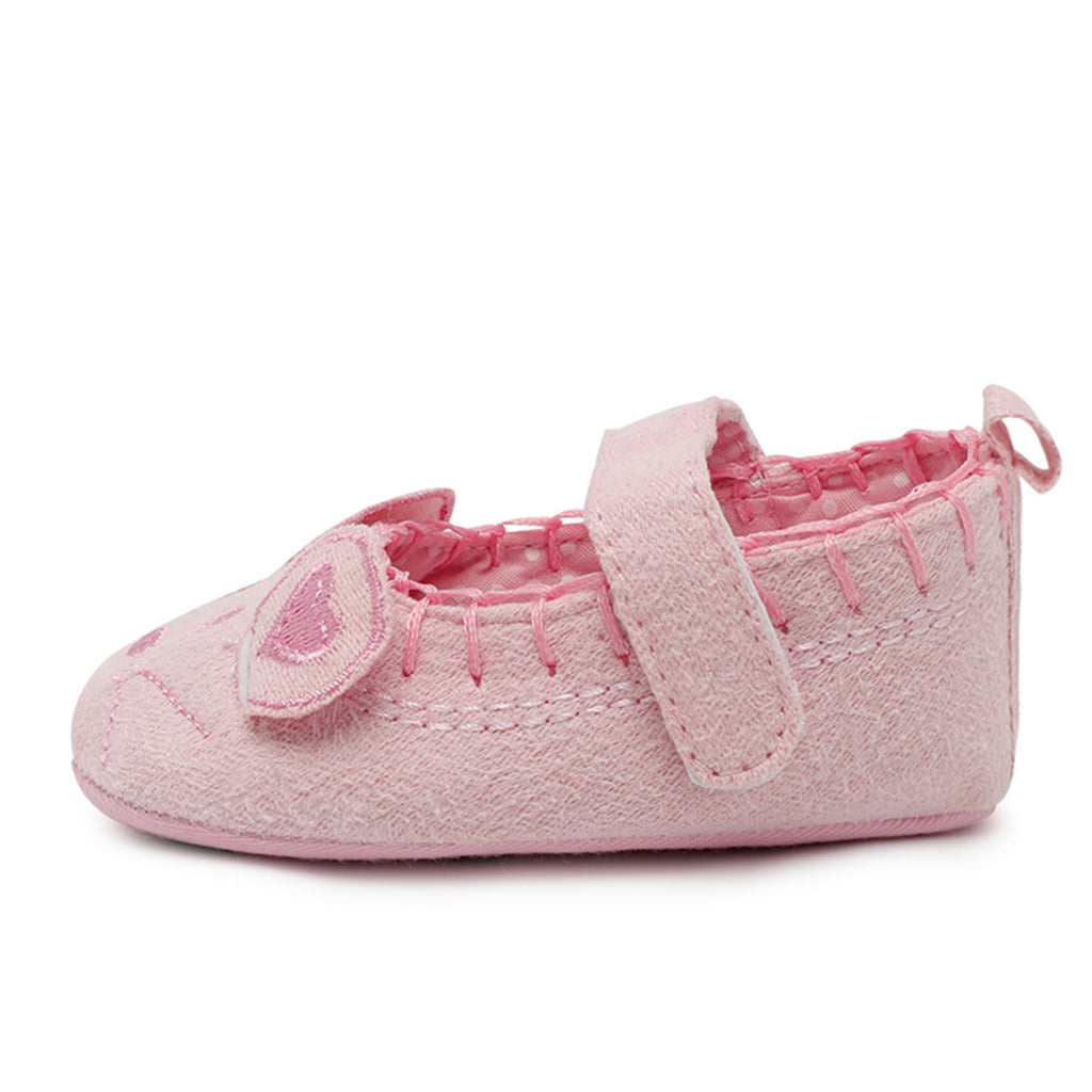 Newborn Girl Shoes Child Anti-slip Crib Hook & Loop Prewalkers 6-9Months Pink