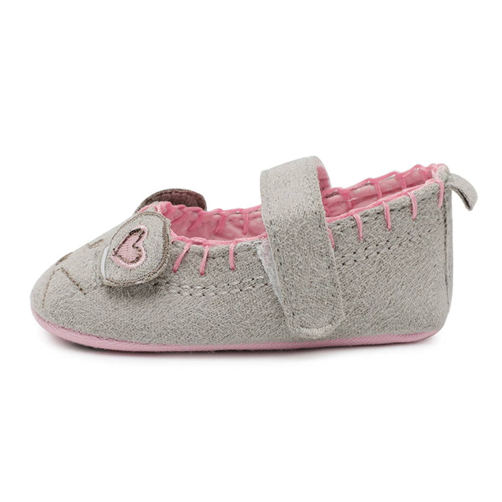 Newborn Girl Shoes Child Anti-slip Crib Hook & Loop Prewalkers 0-6Months Grey