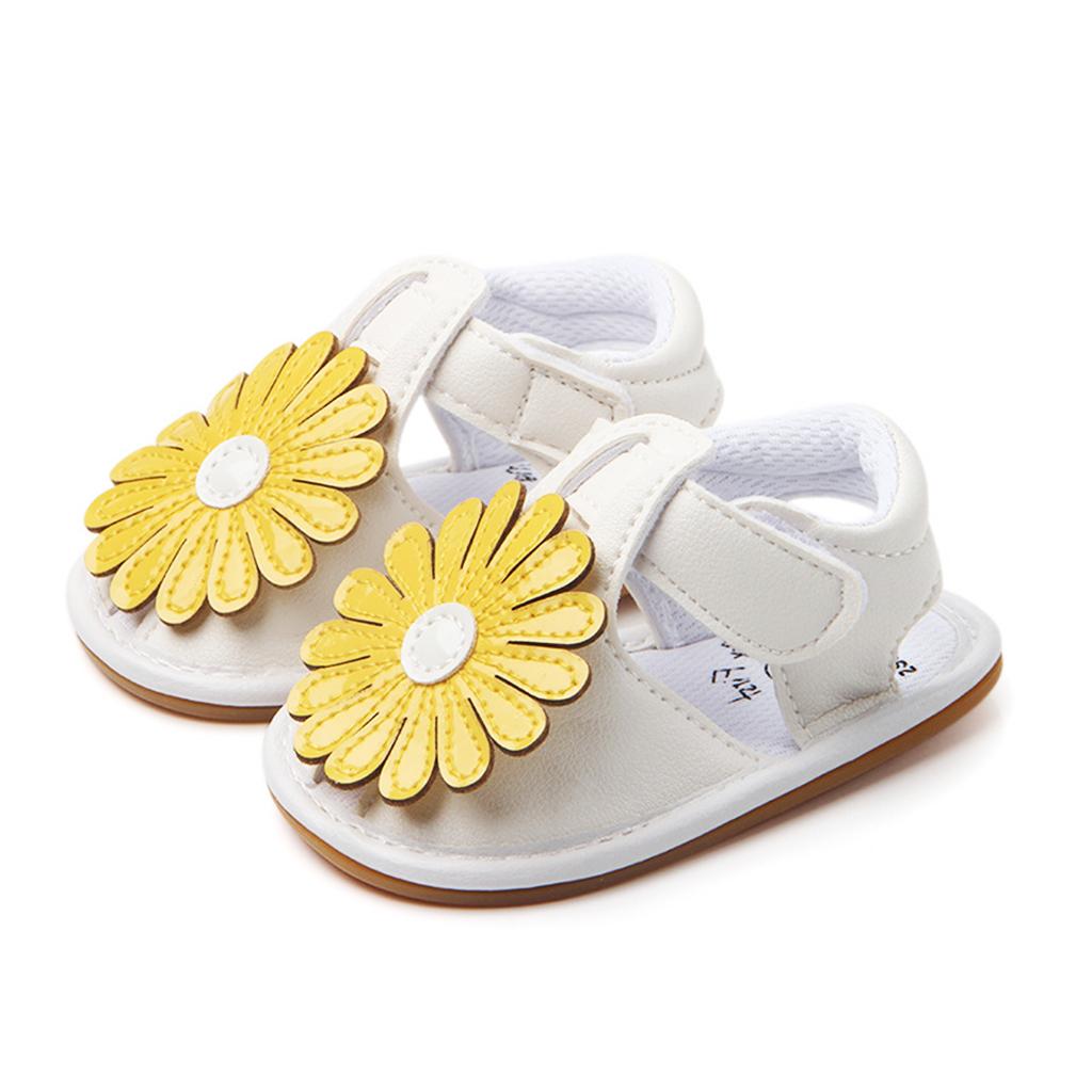 Summer Baby Girl Sandals PU Anti-Slip Crib Shoes Soft Sole Prewalker 12-18M Yellow