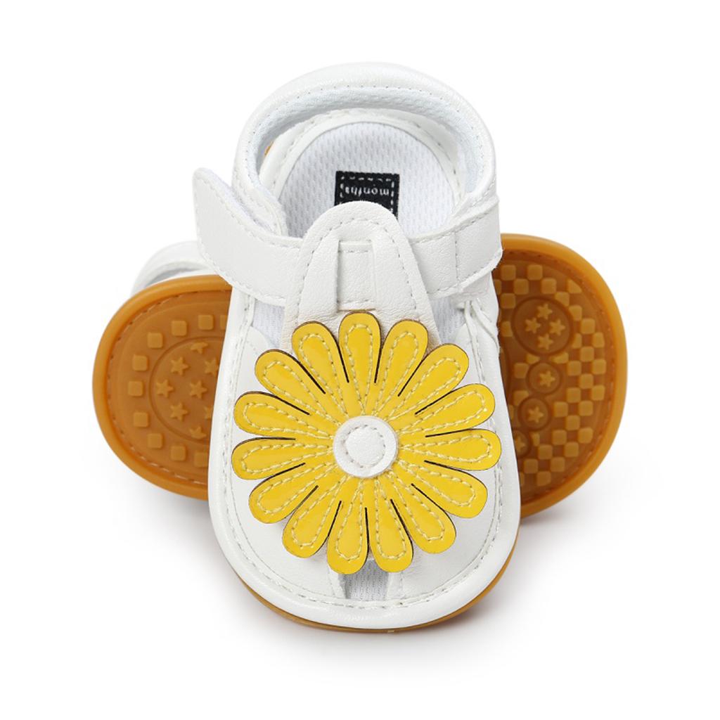 Summer Baby Girl Sandals PU Anti-Slip Crib Shoes Soft Sole Prewalker 12-18M Yellow