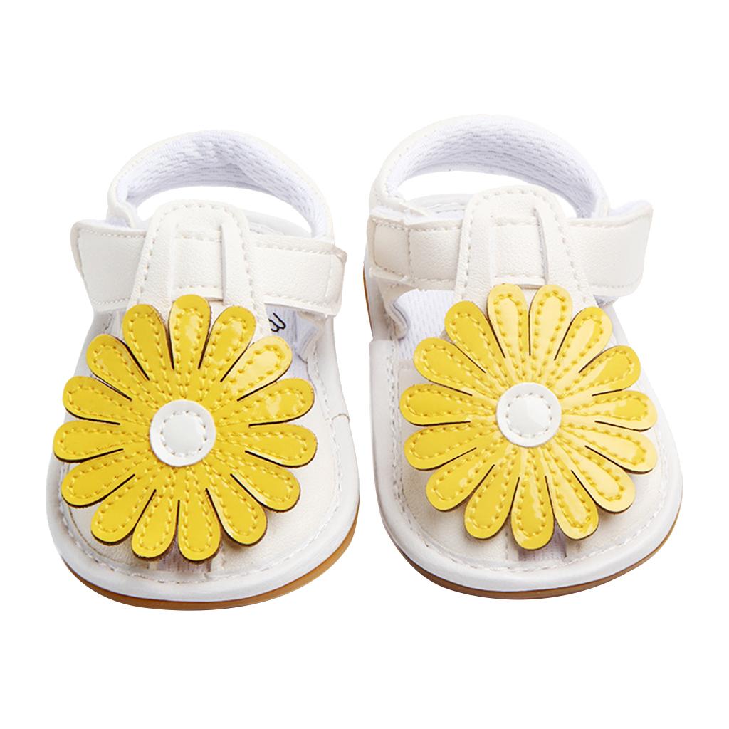 Summer Baby Girl Sandals PU Anti-Slip Crib Shoes Soft Sole Prewalker 12-18M Yellow