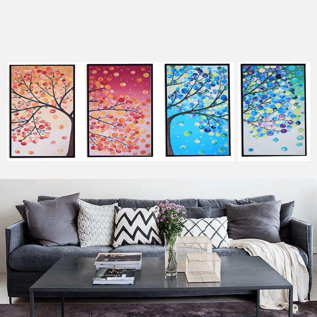 4 Panel Canvas Oil Painting Wall Art Picture - Life Tree 16x24 Inch, 4 Panel