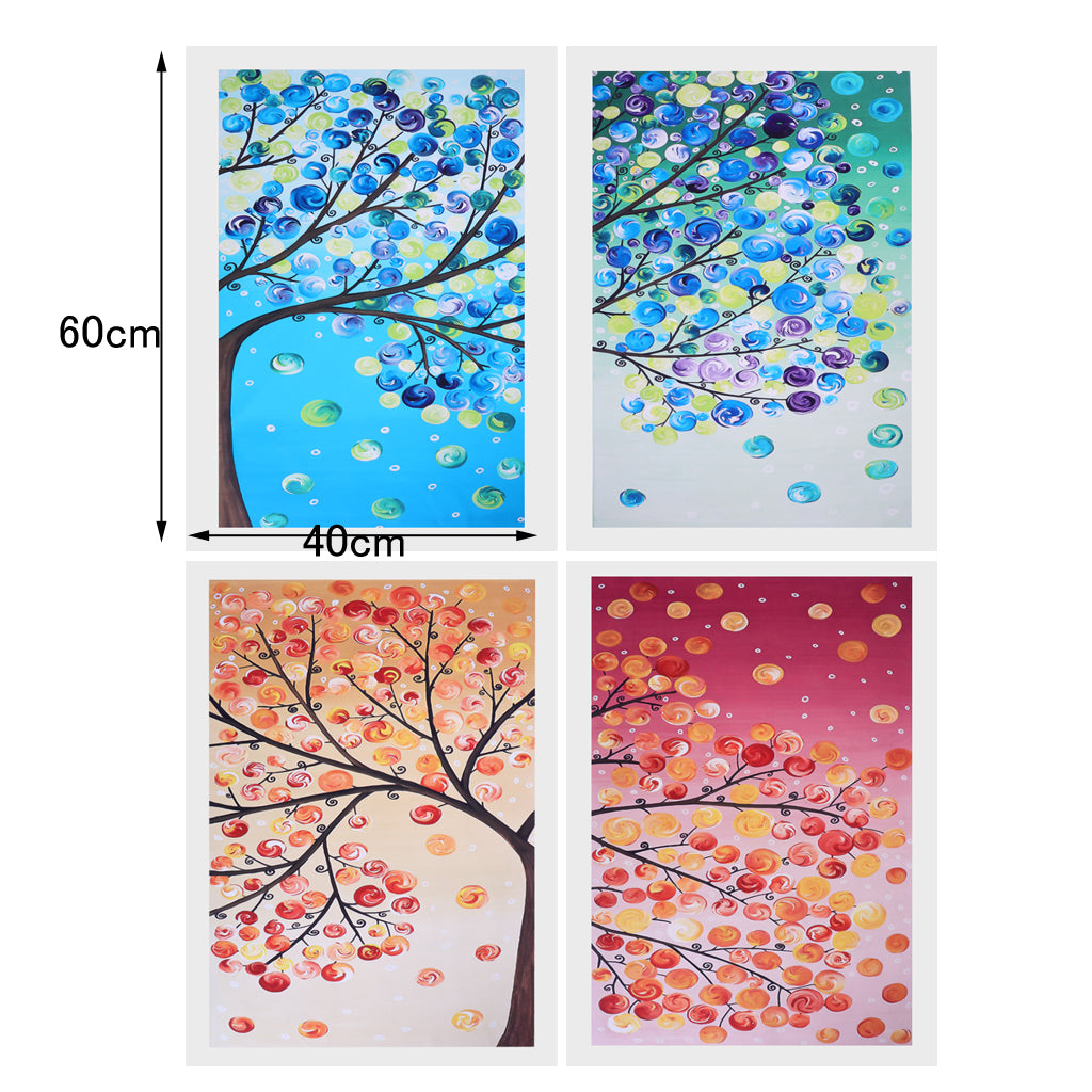 4 Panel Canvas Oil Painting Wall Art Picture - Life Tree 16x24 Inch, 4 Panel