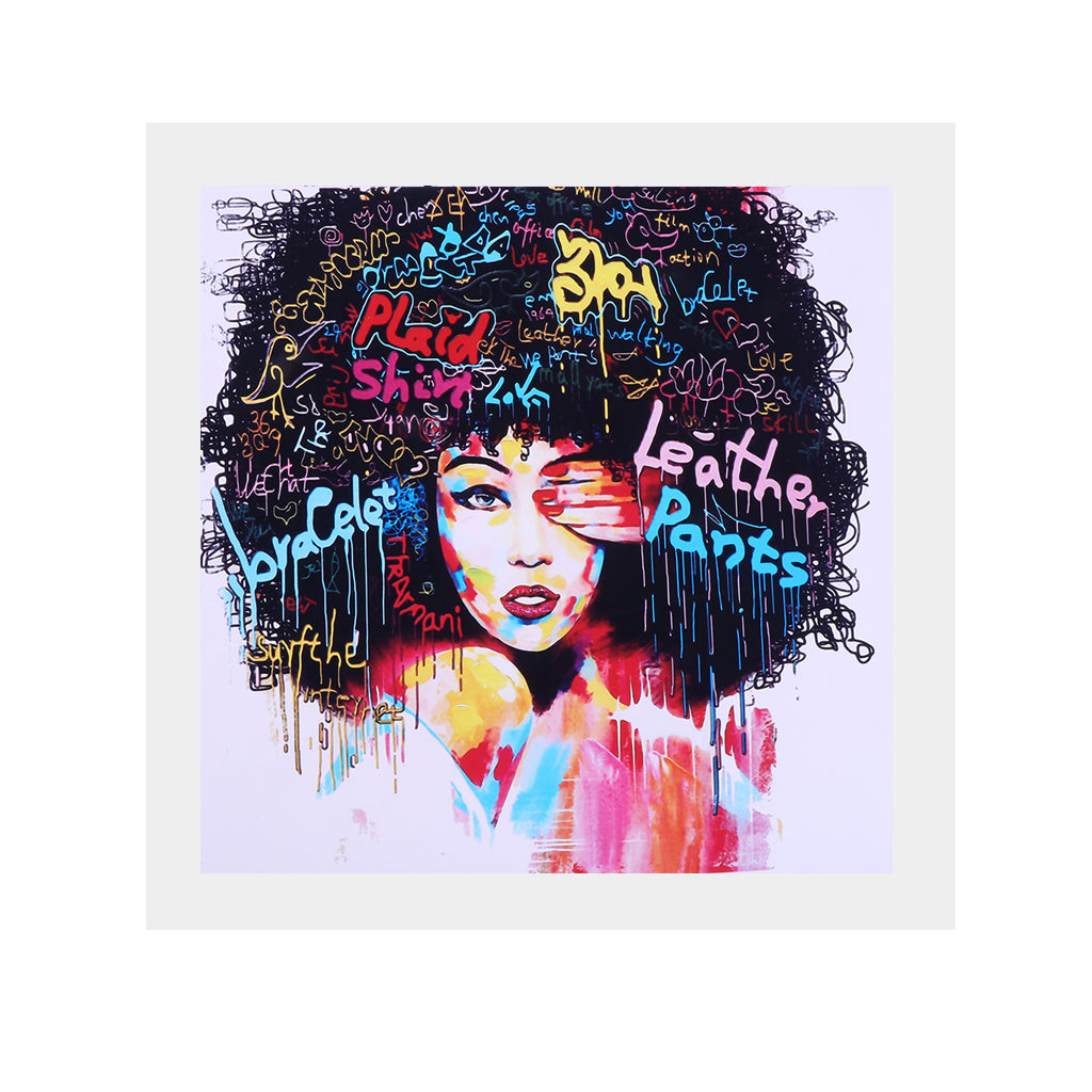 2 Panel Canvas Oil Painting Wall Art Picture - Girl with Afro-hair 8x8 Inch