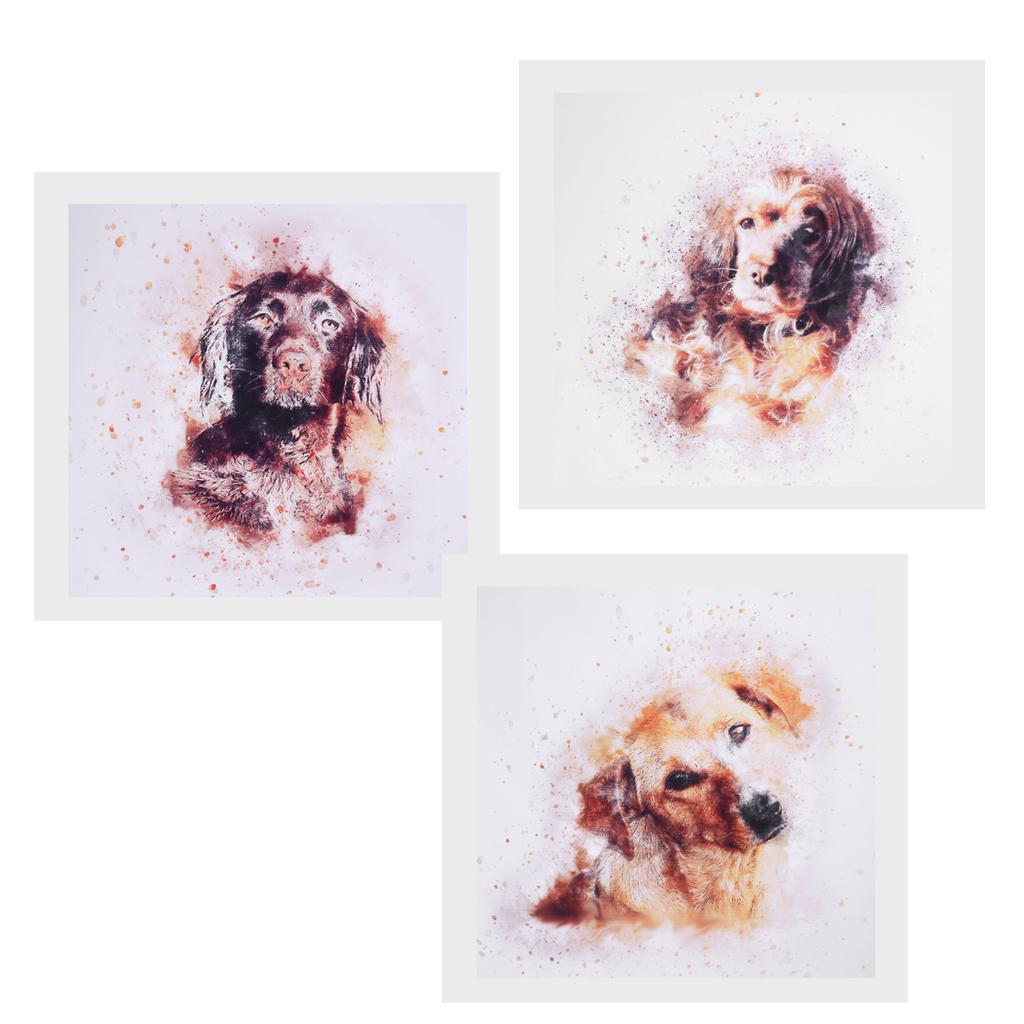 3 Panel Canvas Oil Painting Art Picture - Puppy Dog 30x30cm, 3 Panel