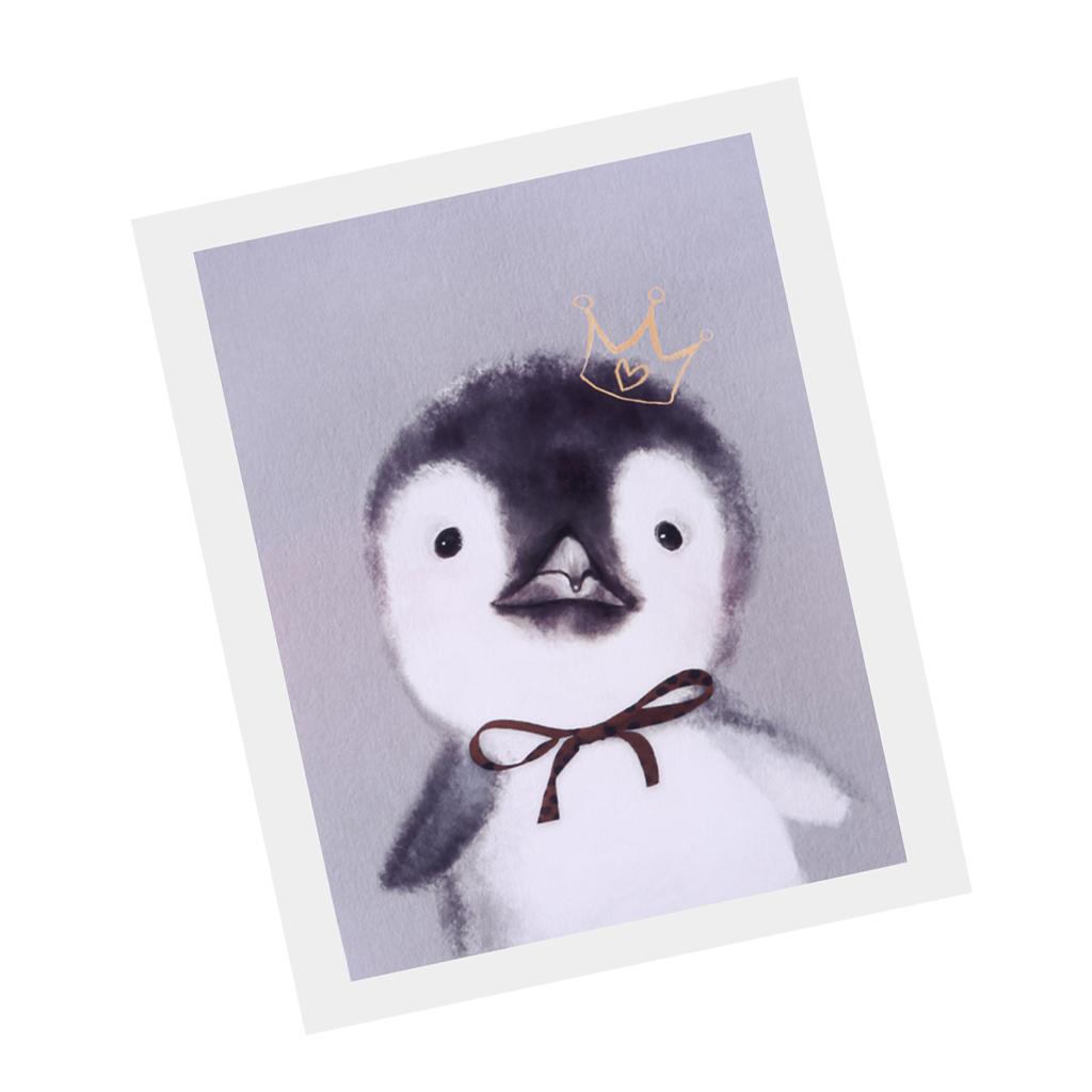 Cartoon Cute Pet Animal Painting on Canvas Frameless Oil Painting Penguin