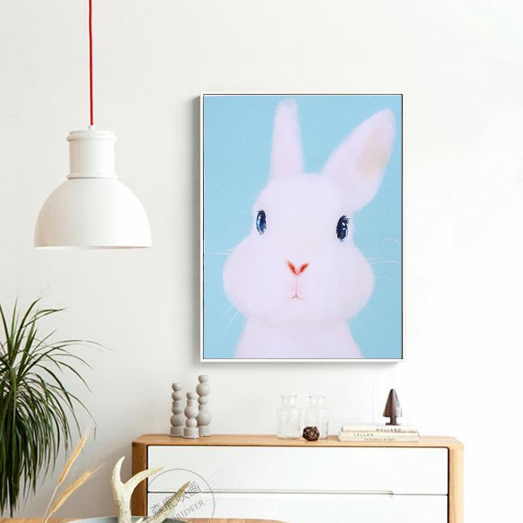 Cartoon Cute Pet Animal Painting on Canvas Frameless Oil Painting Rabbit