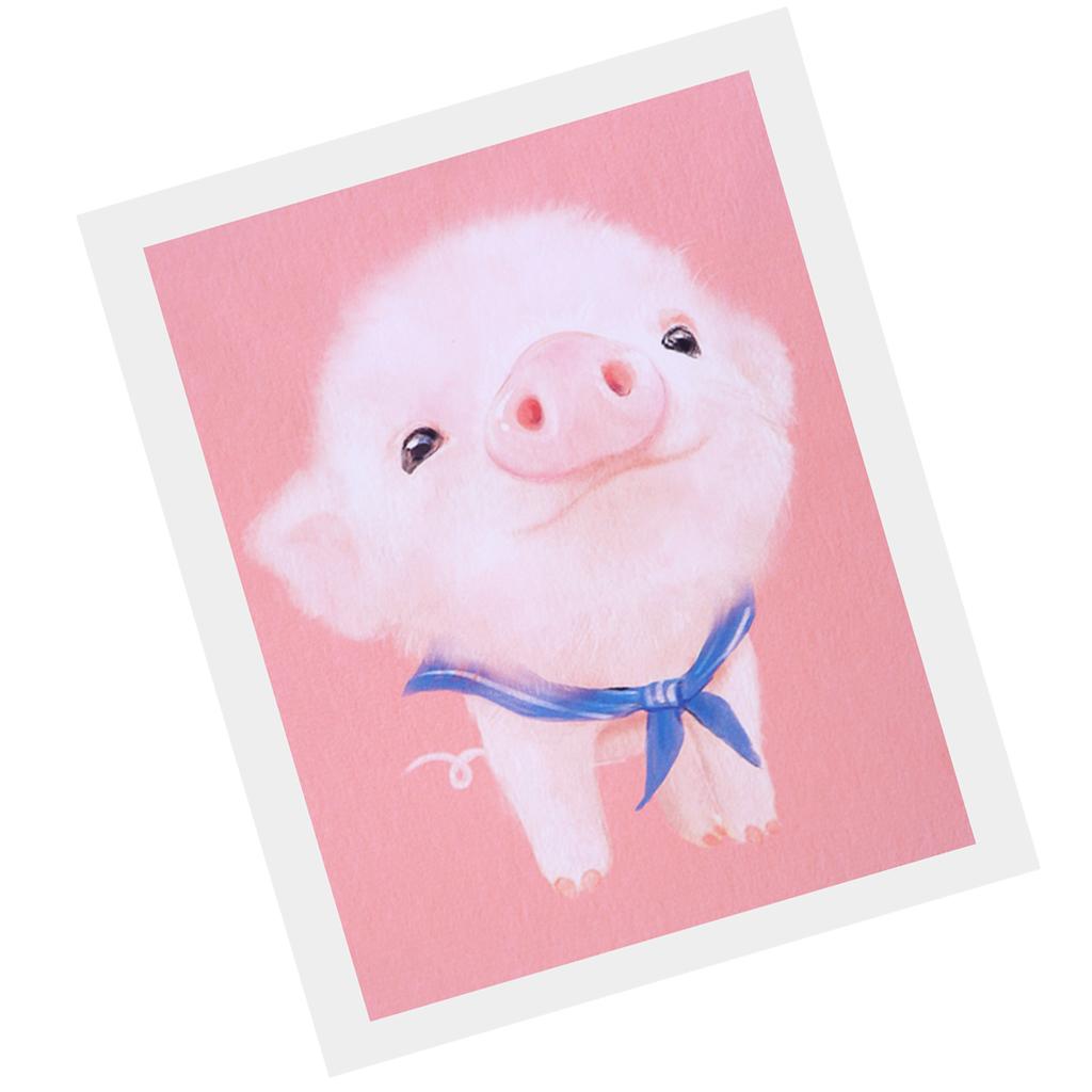 Cartoon Cute Pet Animal Painting on Canvas Frameless Oil Painting Pig