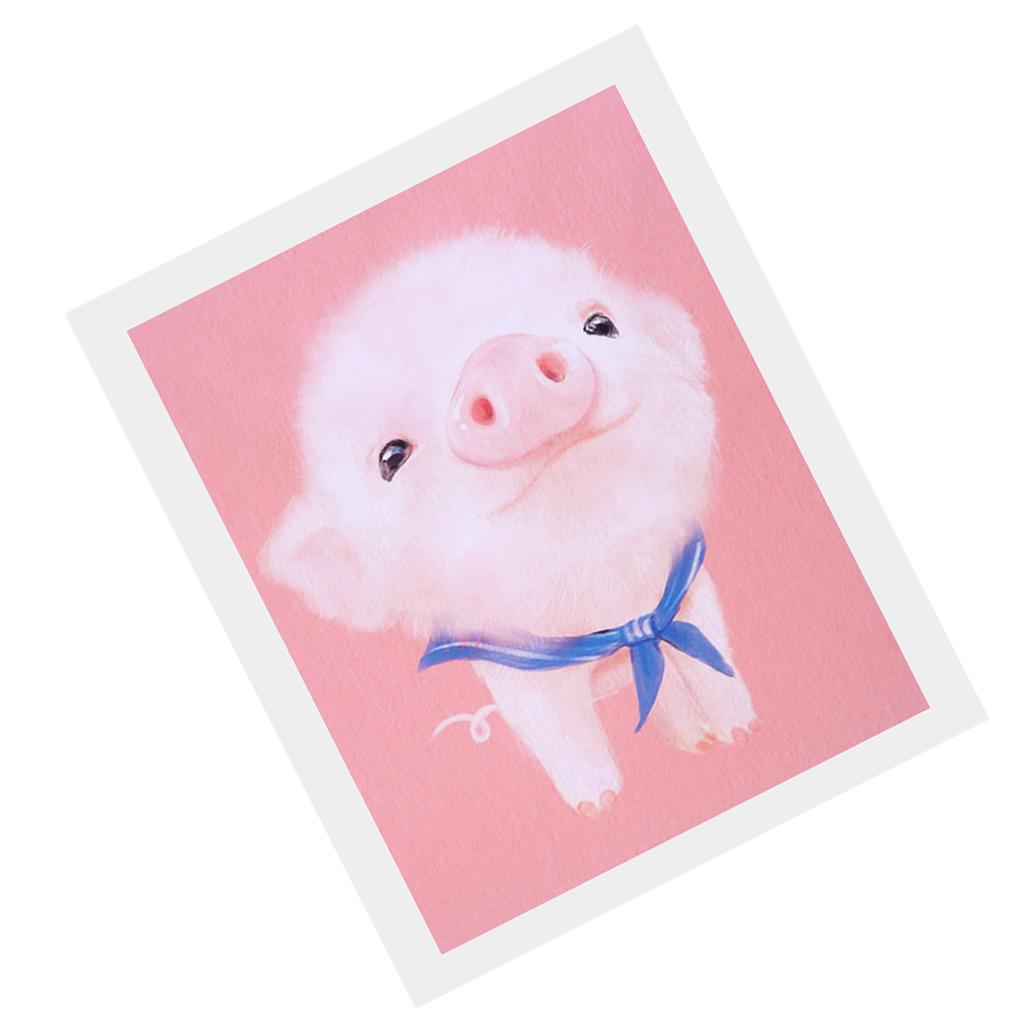 Cartoon Cute Pet Animal Painting on Canvas Frameless Oil Painting Pig