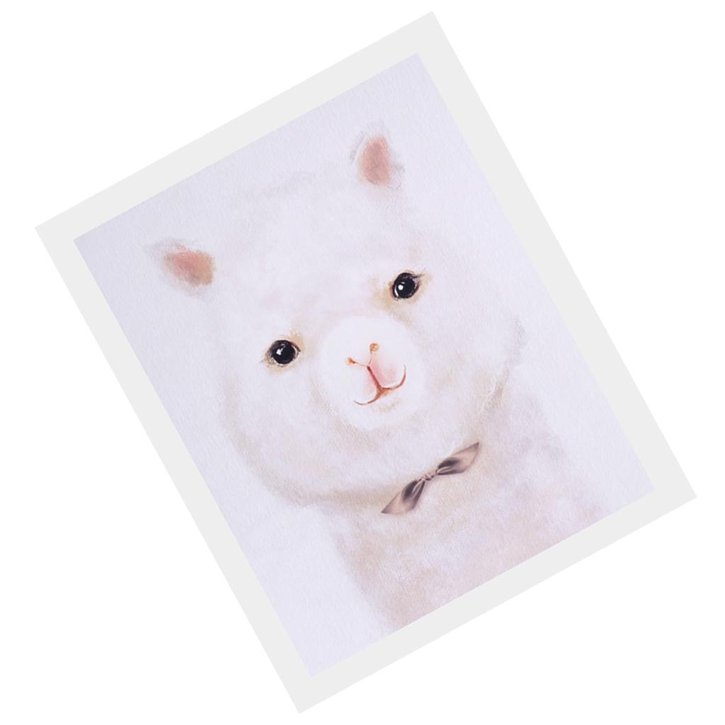 Cartoon Cute Pet Animal Painting on Canvas Frameless Oil Painting Alpaca