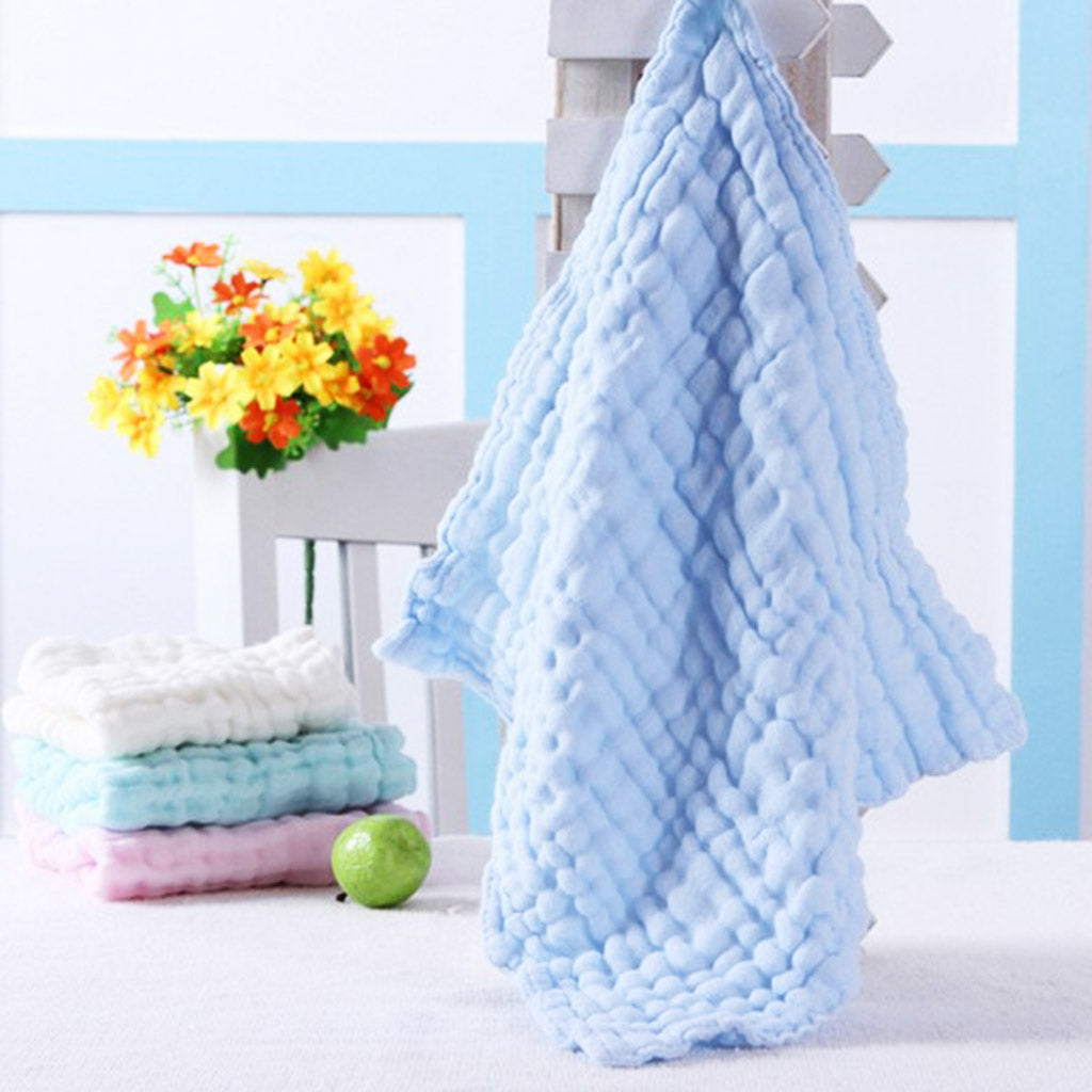 Baby Handkerchief Gauze Nursing Towel Clean Infants Feeding Towel Light blue