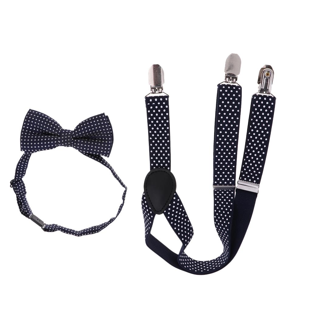 Toddler Adjustable Suspender Children's Harness Clip Collar Suit  Navy