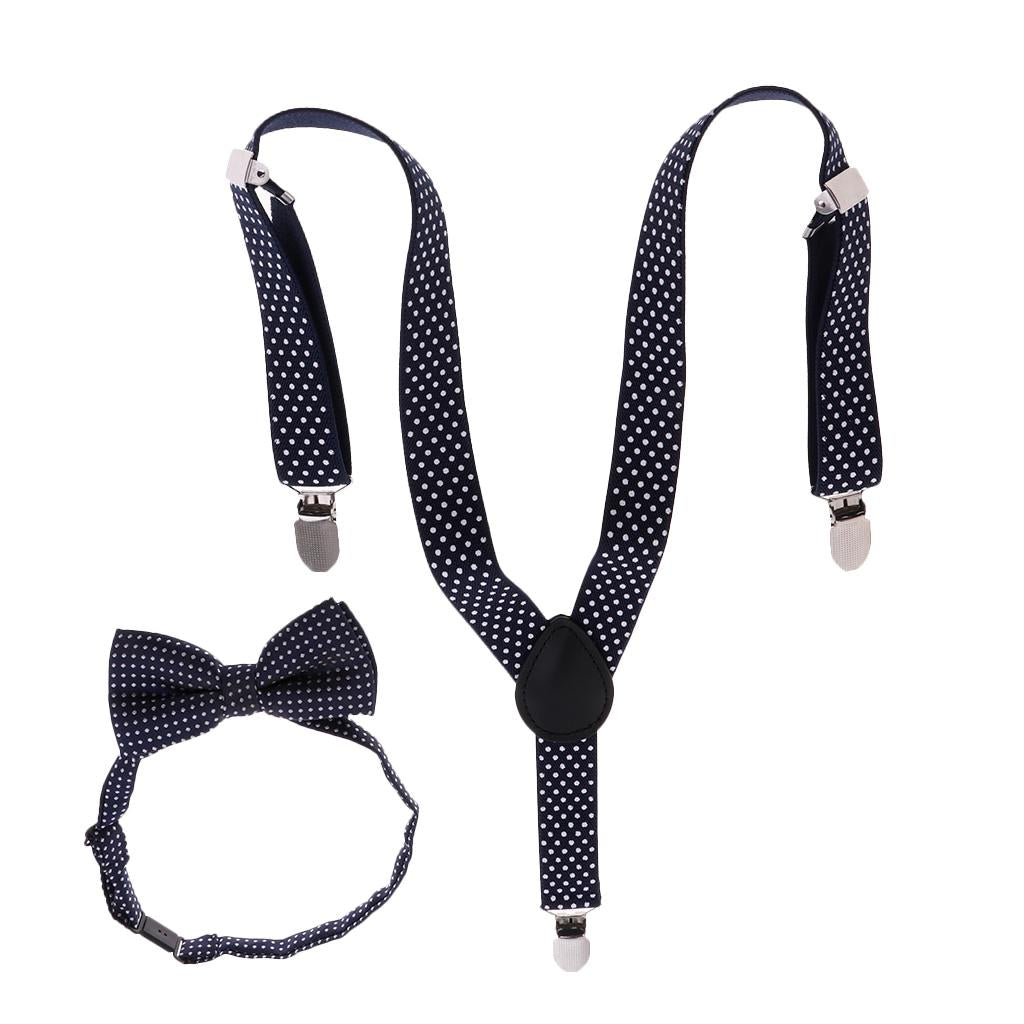 Toddler Adjustable Suspender Children's Harness Clip Collar Suit  Navy