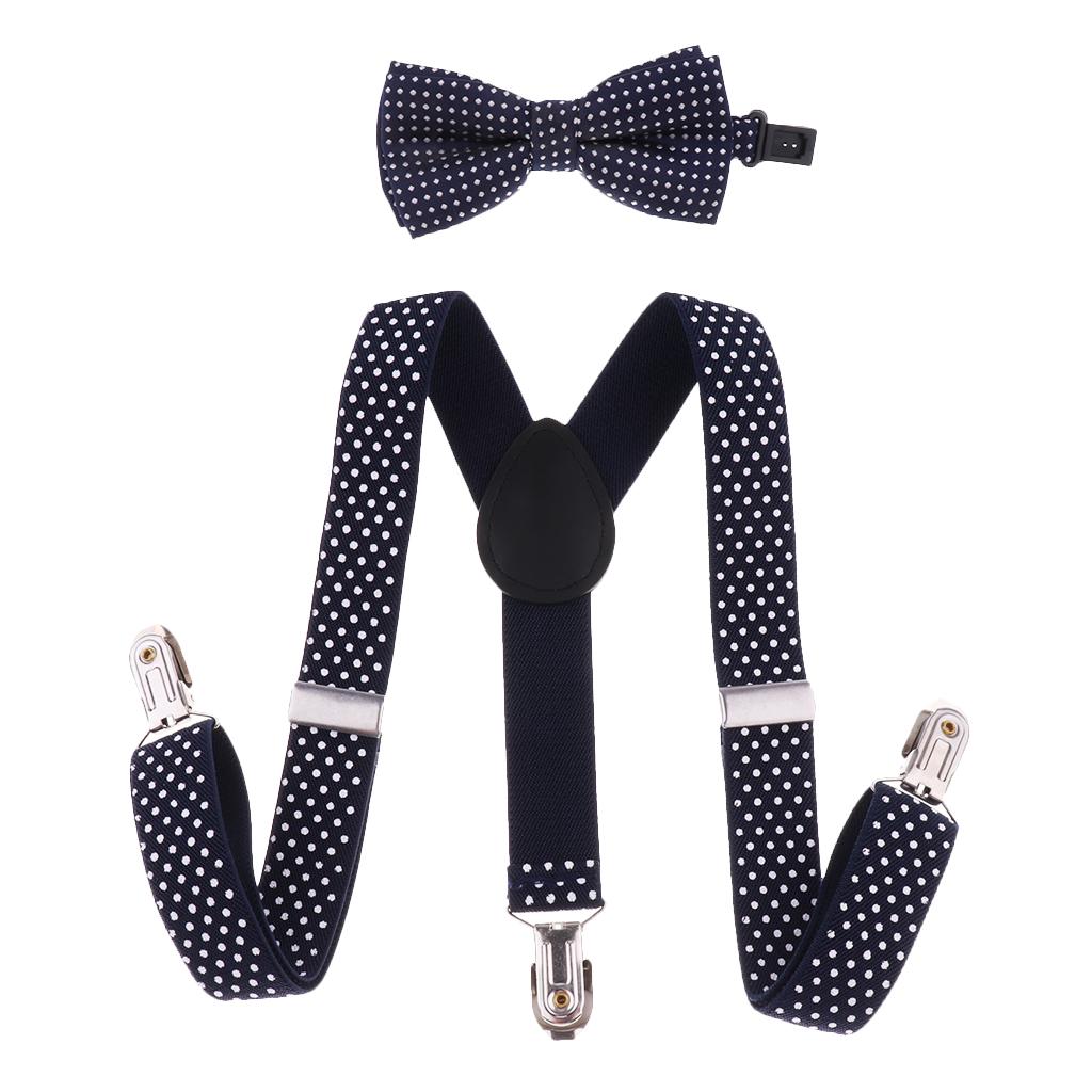 Toddler Adjustable Suspender Children's Harness Clip Collar Suit  Navy