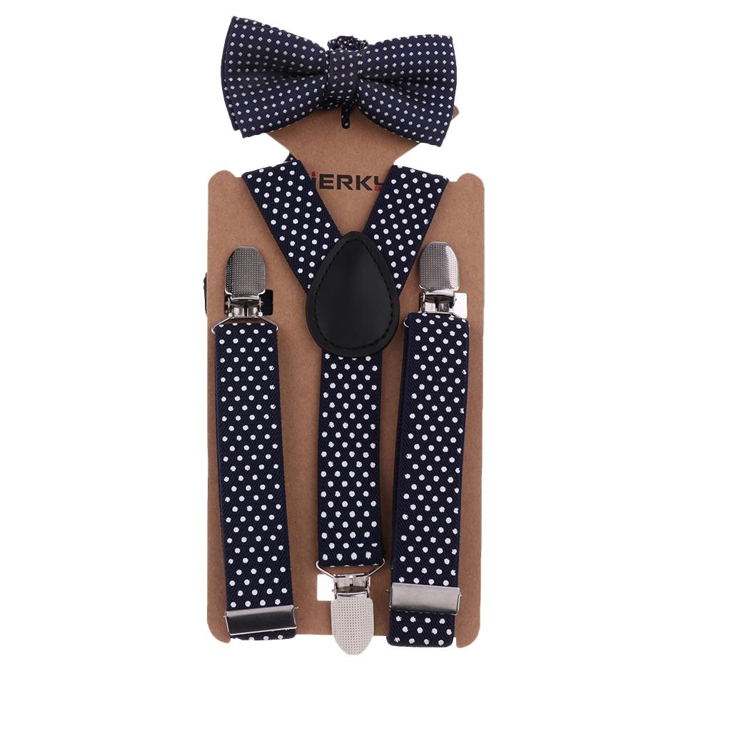 Toddler Adjustable Suspender Children's Harness Clip Collar Suit  Navy